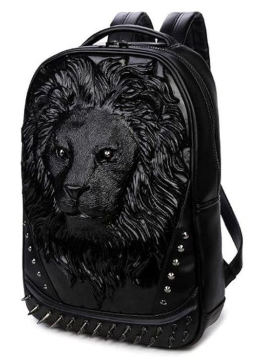 Unisex lion backpack in black