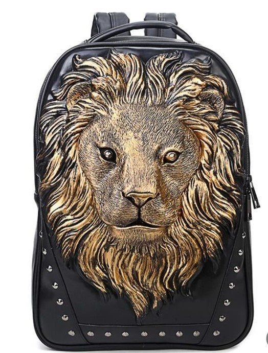 Unisex lion backpack bag in golden