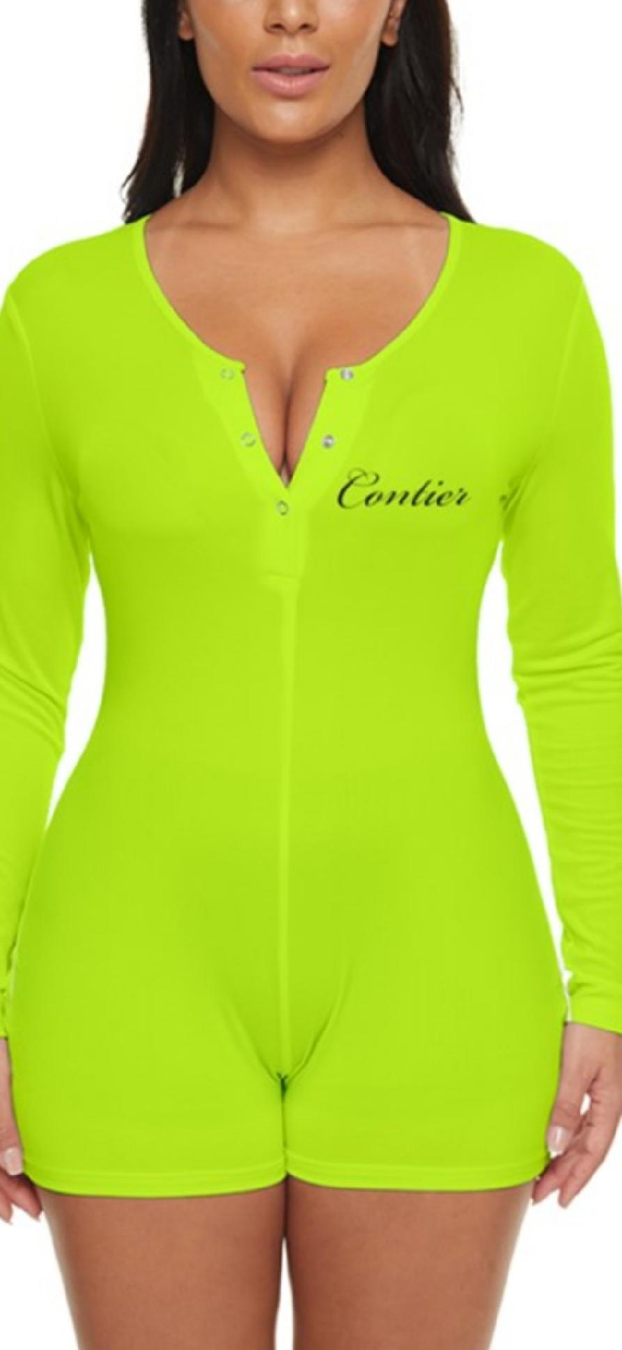 Long Sleeves  Neon Green Jumpsuit for Women